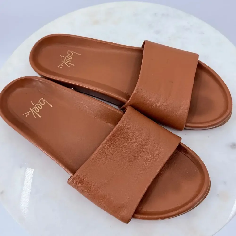 Beek Gallito Leather Slide Sandals Tan Size 7